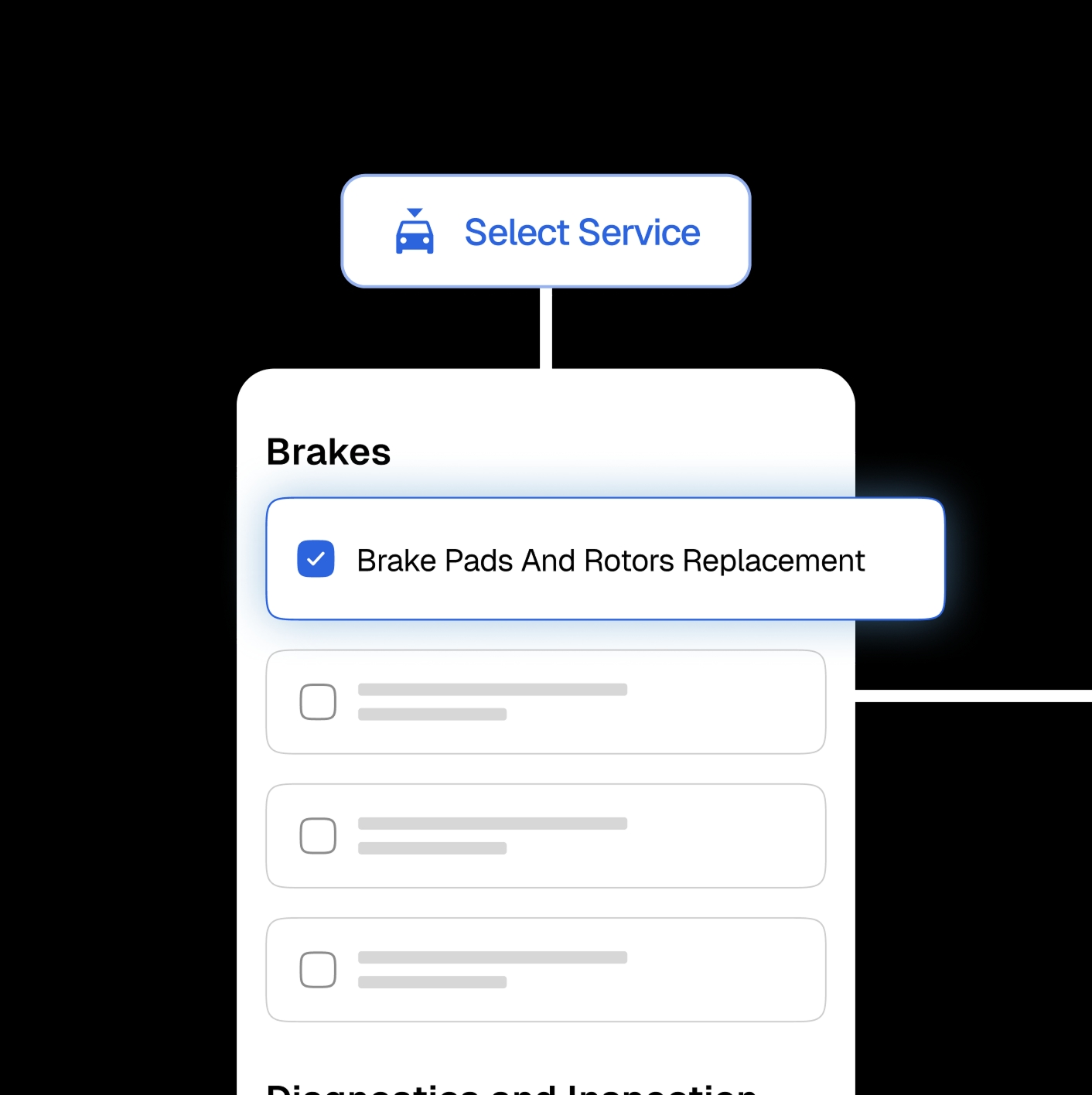 Select the service the customer needs